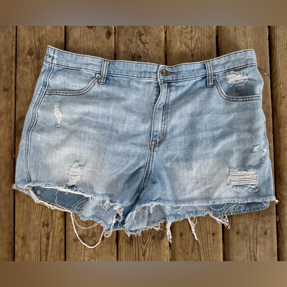 Aerie Sky Blue Ripped Jean Shorts